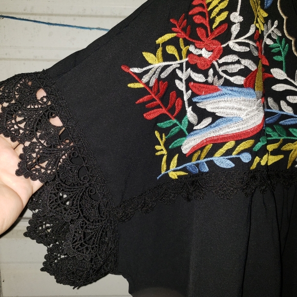 Shein curve Plus Size 4X Black embroidered blouse top shirt crochet - Picture 6 of 8